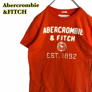 Abercrombie&FITCH アバクロンビーアンドフィッチ　半袖Tシャツ　ワッペン　刺繍　オレンジ　　Mサイズ　【AY0724】