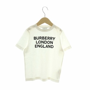 バーバリー ロンドン BURBERRY LONDON ENGLAND Tシャツ カットソー 半袖 子供服 クルーネック ロゴ プリント 6Y 116cm 白