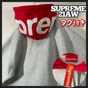 タグ付き 21AW supreme フードロゴ スウェット パーカー y2k