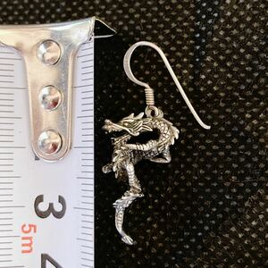 極美品 シルバー925 ドラゴン ピアス silver sterling DRAGON 龍 竜 pierce Y2K 