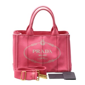 プラダ トートバッグ 1BG439 カナパミニ コットンキャンバス トートバッグ PRADA ピンク レディース 中古