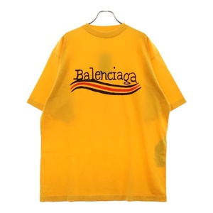 BALENCIAGA バレンシアガ 22AW Handwritten Campaign Logo T-Shirt キャンペーンロゴプリント半袖Tシャツ イエロー 641675 TNVE7