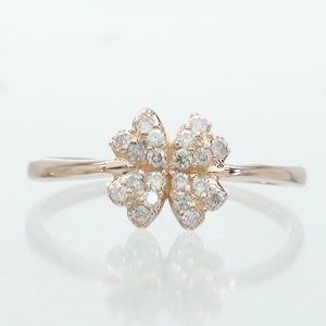 指輪 ピンキー リング クローバー ダイヤモンド リング ダイヤモンド 0.15ct レディース ジュエリー アクセサリー