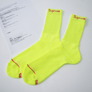 新品 正規品 シュプリーム x ヘインズ 23ss ソックス 蛍光 イエロー メンズ Supreme Hanes Crew Socks 単品 1組× Fluorescent Yellow 靴下