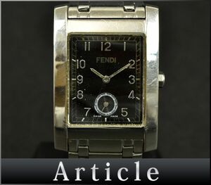 177106◇動作確認済 FENDI フェンディ メンズウォッチ 腕時計 クォーツ スモセコ 7000G SS ブラック シルバー アナログ メンズ/ D