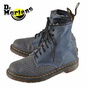 Dr.martens ドクターマーチン 8ホールブーツ ネイビー 型押し模様レザー×ネイビーキャンバス UK6.5 25.5cm(12731