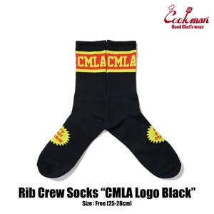 COOKMAN/クックマン　ソックス 　靴下　 Rib Crew Socks『CMLA logo Black』ブラック