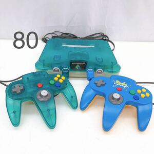 9AA062 1円～ Nintendo ニンテンドー64 NUS-001 クリアブルー 本体 ACアダプター/コントローラー ピカチュウ 本体通電OK 現状品