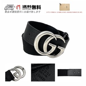 L027-BK-90.. GUCCI グッチ ベルト BELT バックル GG ダブルG レザー マーモント ロゴ メンズ イタリア製 ★ ブラック