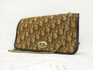 ◆美品◆Christian Dior ディオール◆トロッター◆キャンバス レザー 本革◆チェーン ショルダー バッグ◆茶◆ヴィンテージ◆A5722