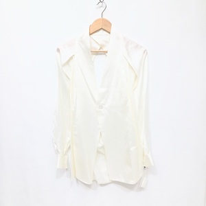 22AW 未使用品 ISSEY MIYAKE イッセイミヤケ LUSTER SHIRT IM23FJO22アイボリー系 サテン コットン 長袖 シャツ ブラウス 脇脱着