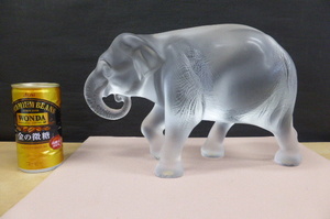 ★共箱★　Lalique ラリック クリスタル 1179000 JAVA elephant ジャワゾウ 象　置物　オブジェ　特大サイズ　クリスタルガラス　刻印入り