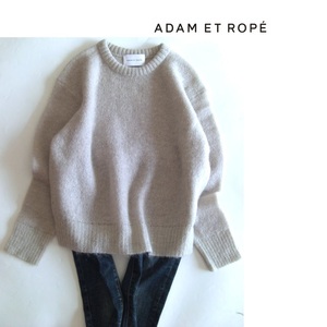 アダムエロペセーターADAM ET ROPE　ふんわりモヘヤウールセーター　グレージュ