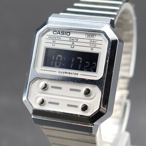 CASIO WR ILLUMINATOR カシオ デジタル 復刻デザイン A100WE クォーツ オクタゴンケース アラームクロノ 純正ブレス メンズ腕時計