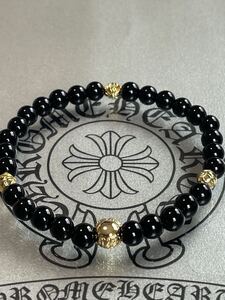 美品/クロムハーツ/Chrome hearts/ビーズ　ブレスレット　BEAD6㎜　22k オニキス