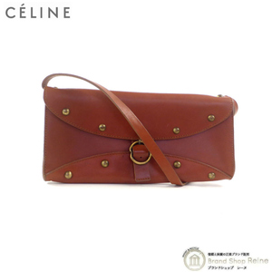 セリーヌ （CELINE） スタッズ レザー ショルダー バッグ ブラウン ヴィンテージ（中古）