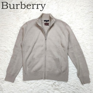 Burberry バーバリー ニット セーター フルジップ サイズ2 ベージュ 長袖 カーディガン 内側 ノバチェックライン レディース 中古 三陽商会