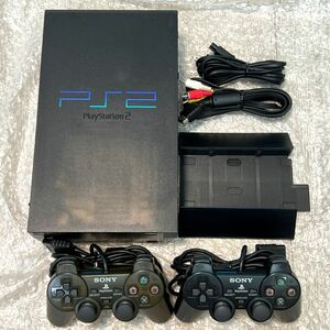 〈動作確認済み〉PS2 プレイステーション2 SCPH-50000 NB ミッドナイトブラック 本体 縦置きスタンド プレステ2 PlayStation
