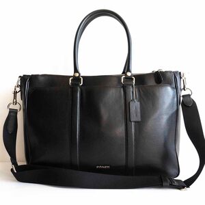 【美品】COACH【F54775/2WAY メトロポリタン レザー ブリーフケース】 ブラック エンボス加工 ビジネスバッグ コーチ 25010420