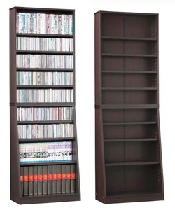 幅60cm大容量のホームシェルフ薄型文庫本棚　DVDコミック本などを大量収納書棚60-180cmダークブラウン_oh