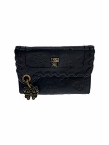 ANNA SUI◆2つ折り財布/レザー/BLK/レディース