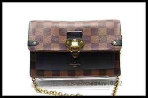 近年モデル希少美中古■LOUIS VUITTON ダミエ ヴァヴァン レザー チェーンウォレット 長財布 ルイヴィトン■0116cq427387