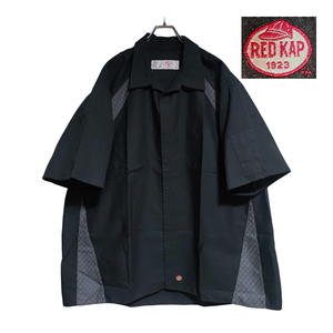 RED KAP 半袖ワークシャツ size 3XL オーバーサイズ ブラック 裾 ピスネームタグ ゆうパケットポスト可 古着 洗濯 プレス済 n86