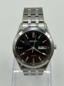 ★ １円スタート 稼動品 SEIKO セイコー V158-0AZ0 腕時計 SOLAR ソーラー デイデイト 黒文字盤