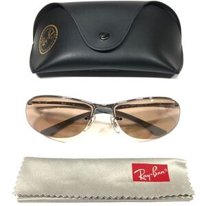 【レイバン】本物 Ray-Ban サングラス ロゴテンプル RB3183 ブラウン色系×シルバー色系×グレー色系 メンズ レディース クロス ケース付き