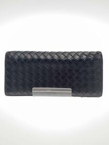 BOTTEGA VENETA◆長財布/レザー/BLK/メンズ