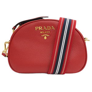 プラダ レザー ショルダーバッグ 1BH130 2WAYクラッチバッグ レッド レディース ポシェット PRADA 未使用 中古