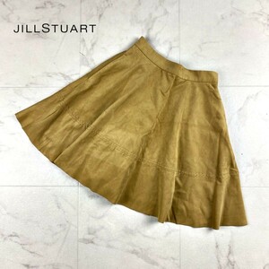 JILL STUART ジルスチュアート フレアスカート 膝丈 ウエストゴム 裏地あり キャメル サイズS*JC1265