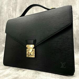 ■外観美品■ LOUIS VUITTON ルイ ヴィトン ビジネスバッグ ポルト ドキュマン バンドリエール レザー エピ ブリーフケース ノワール 黒