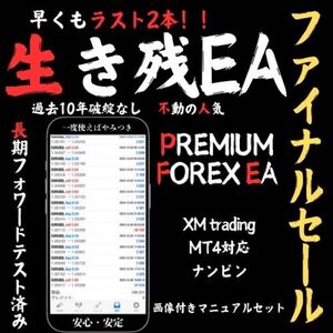 ★ラスト2本！ファイナルセール★ 生き残EA FX自動売買 ツール MT4対応 自動売買 XM 不労所得 現役プロトレーダーの手法