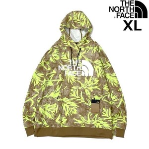 1円～!売切!【正規新品】THE NORTH FACE◆TEKNO LOGO HOODIE パーカー US限定 ストレッチ 裏起毛 アウトドア(XL)茶 総柄 181130-49