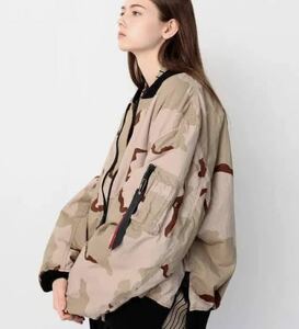 ＜ALPHA INDUSTRIES × monkey time＞ SIDE ZIP MA-1 迷彩（M） / モンキータイム アルファ MA1 サイドジップ 中綿なし