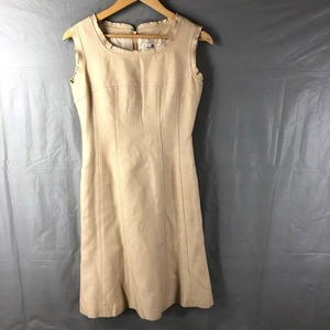 クレージュ Courreges ワンピース ノースリーブ バックファスナー 日本製 ベージュ 9ARサイズ 924536