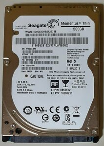 4246 2.5インチ内蔵SATAハードディスク7mm500GB Seagate ST500LT012-9WS142 lenovo G480/G485/G580/G585/G780 Windows8リカバリ 8005時間