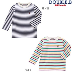 即決です！【ミキハウス】ダブルB新品未使用mikihouse 120cm 115cm～125cm Everyday DOUBLE_B ボーダー長袖Tシャツ 子供服 男女兼用 紺×白