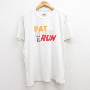 XL/古着 半袖 ビンテージ Tシャツ メンズ 00s EAT SLEEP RUN クルーネック 白 ホワイト 23jul08 中古