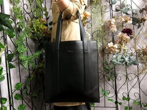 ●超美品●Paul smith ポール・スミス●コンサティーナ●プリーツデザイン●カーフ レザー 本革●トート バッグ●黒●B5 収納●Js54209