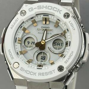 美品 G-SHOCK GST-W300G-7AJF Gスチール G-STEELタフソーラー 電波受信 電波ソーラー マルチバンド6 ホワイト ゴールド アナデジ