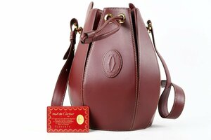 【美品】Cartier カルティエ マストライン 2C ボルドー 巾着型ショルダーパック ブランド鞄【NM41】