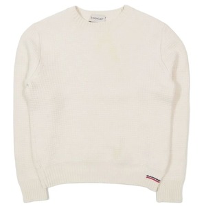 19aw モンクレール MONCLER MAGLIONE TRICOT GIROCOLLO マグリオン トリコット ワッフル ニット セーター クルーネック S ベージュ系