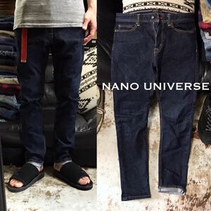 ［極美品／完売モデル］送料230円《★ NANO UNIVERSE ★》ストレッチリジットスキニー生デニムパンツ ナノユニバース セルビッチ ジーンズ 