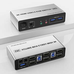 USB 3.0 HDMI デュアル モニター KVMスイッチ 2 ポート hdmi デュアルモニター 拡張