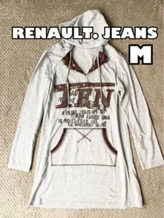 美品✦RENAULT. JEANS  ビジューボタンフードワンピース M グレー