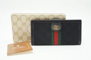 グッチ アクセサリーコレクション ヴィンテージ 二つ折り 財布 札入れ シェリー GGキャンバス 黒 ブラック GUCCI 0303k