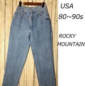 USA古着 80s～90s ブルー デニムパンツ 29/9 ROCKY MOUNTAIN オールド ヴィンテージ アメリカ古着 ユニセックス ワイドテーパード ●44