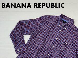 ☆送料無料☆ BANANA REPUBLIC バナナリパブリック USA直輸入 古着 長袖 チェック フラップポケット ボタンダウン シャツ メンズ M 中古